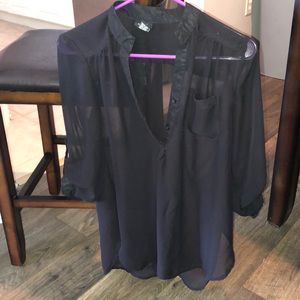 Long sleeve sheer shirt black